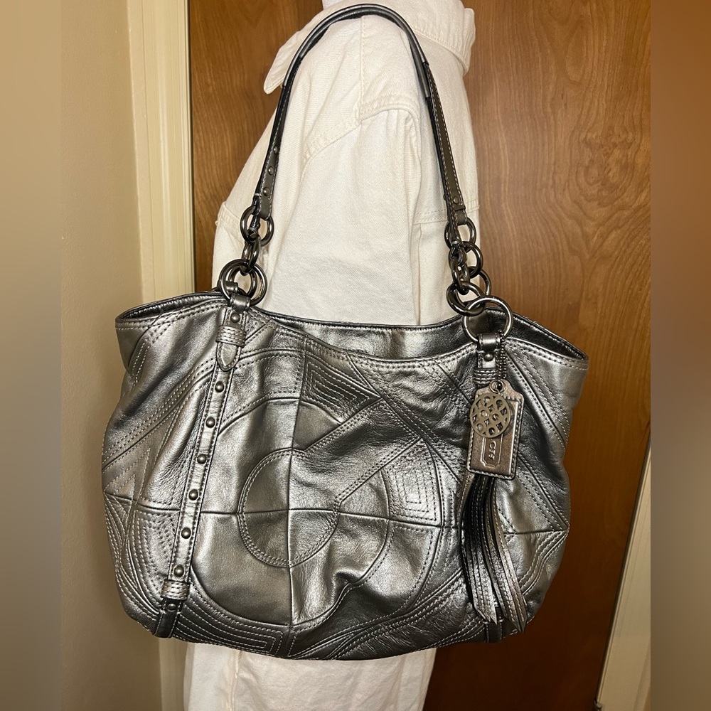 Coach Silver Metallic Alexandra Tote bag with hang tag
